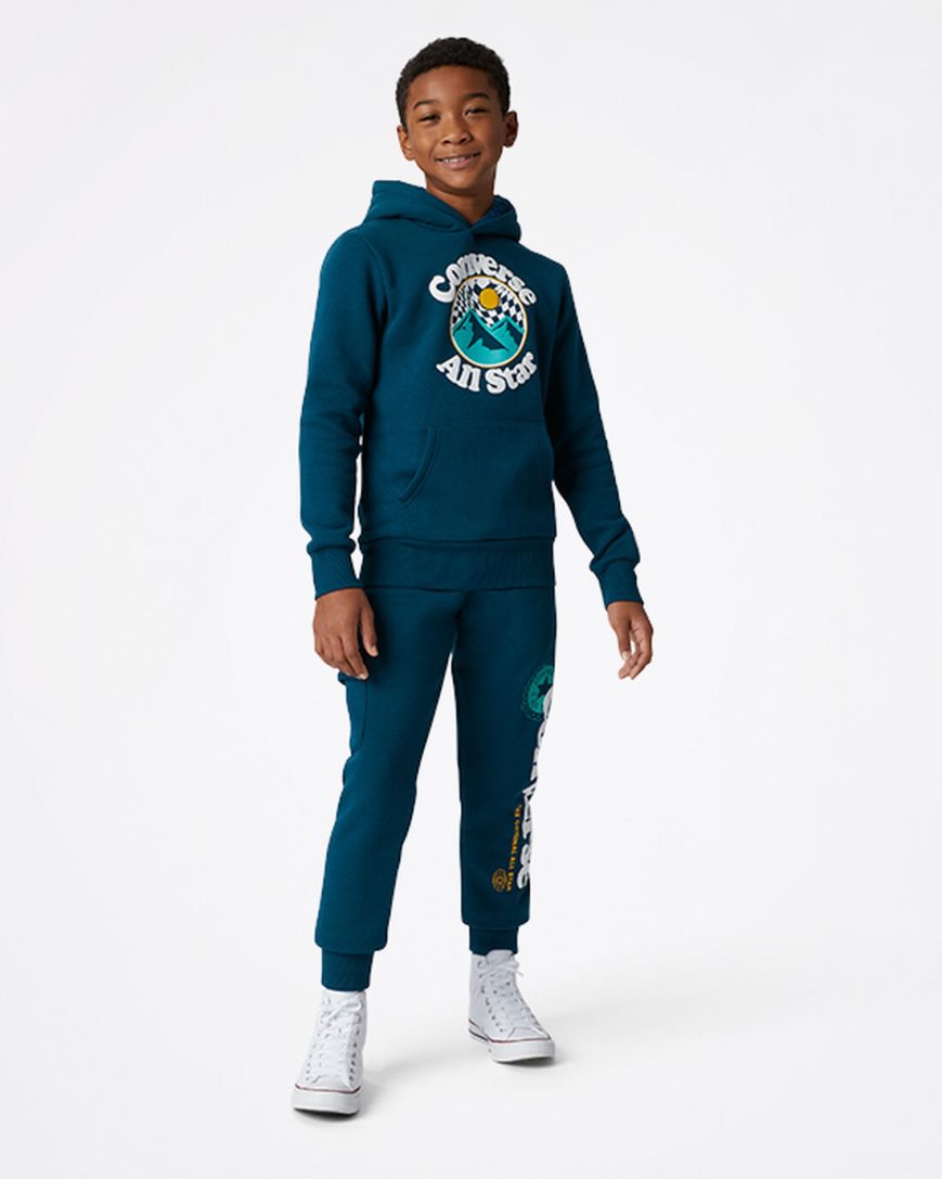 Moletom Com Capuz Converse Into The Wild Fleece Pullover Menino Azuis | PT B034780